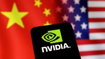 O logotipo da Nvidia e as bandeiras dos EUA e da China são vistos nesta ilustração, tirada em 29 de janeiro de 2025 | Foto: Dado Ruvic/Reuters