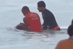 Bombeiros resgatam corpo de surfista em praia de Santos: ondas de até 3 metros de altura e alertas da Defesa Civil | Foto: Reprodução/Twitter/X