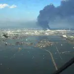 Vista aérea de Sendai em 12 de março de 2011, depois de terremoto atingir o Japão