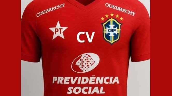 camisa vermelha da seleção brasileira de futebol - humor