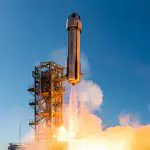 Foguete New Shepard levou sementes da Embrapa | Foto: Blue Origin/Divulgação