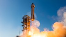 Foguete New Shepard levou sementes da Embrapa | Foto: Blue Origin/Divulgação