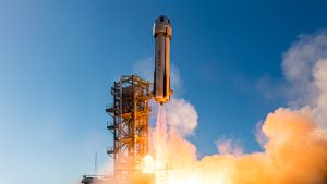 Foguete New Shepard levou sementes da Embrapa | Foto: Blue Origin/Divulgação
