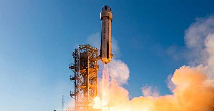 Foguete New Shepard levou sementes da Embrapa | Foto: Blue Origin/Divulgação