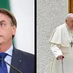 À esquerda, ex-presidente Jair Bolsonaro; à direita, papa Francisco