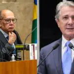À esquerda, ministro do STF Gilmar Mendes; à direita, ex-presidente Fernando Collor