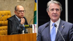 À esquerda, ministro do STF Gilmar Mendes; à direita, ex-presidente Fernando Collor