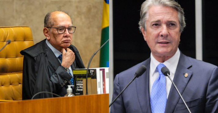 À esquerda, ministro do STF Gilmar Mendes; à direita, ex-presidente Fernando Collor
