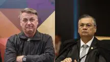 À esquerda, ex-presidente Jair Bolsonaro; à direita, ministro do STF Flávio Dino