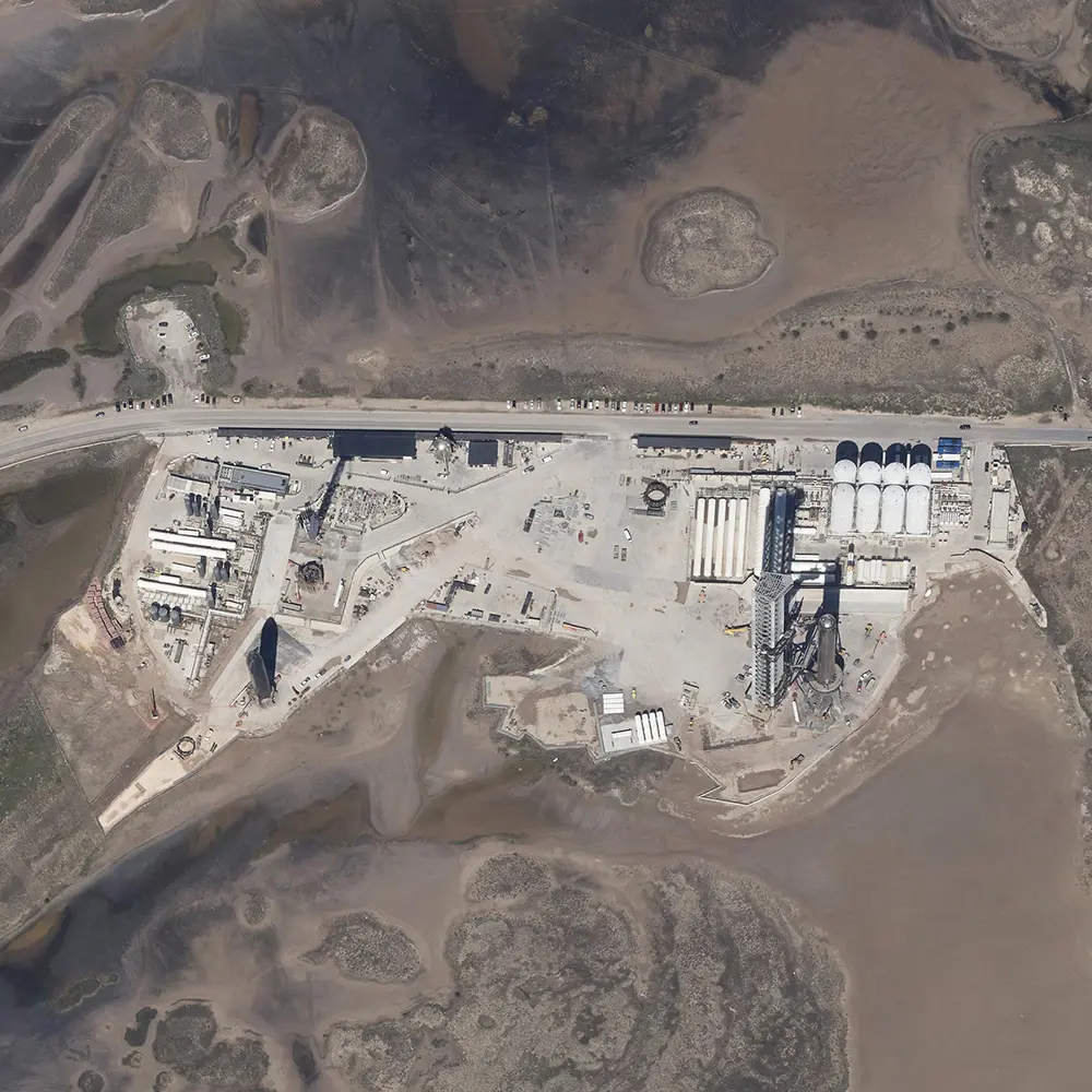 Imagem de satélite mostra Boca Chica, agora batizada como Starbase | Foto: SpaceFromSpace/Divulgação