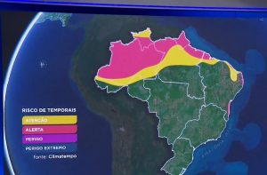 De acordo com o Inmet, estado de alerta para estados como Pernambuco, Alagoas e Sergipe Foto: Reprodução/YouTube