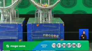 Dezenas sorteadas do concurso 2.859 da Mega: prêmio superior a R$ 17,5 milhões | Foto: Reprodução/YouTube