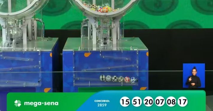 Dezenas sorteadas do concurso 2.859 da Mega: prêmio superior a R$ 17,5 milhões | Foto: Reprodução/YouTube