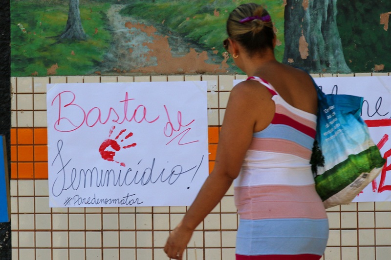 Manifestação contra homicídio de mulheres, em Brasília