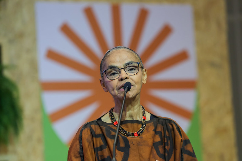 Brasília (DF) 08/05/2025 - A ministra do Meio Ambiente e Mudança do Clima, Marina Silva, participa de palestra magna " Os desafios da justiça climática no contexto da Emergência Climática" na 5ª Conferência Nacional do Meio Ambiente