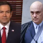 O secretário de Estado norte-americano, Marco Rubio, e o ministro do STF Alexandre de Moraes: sinal de alerta para sanções por violação aos direitos humanos | Foto: Montagem sobre reprodução/Redes sociais