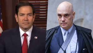 O secretário de Estado norte-americano, Marco Rubio, e o ministro do STF Alexandre de Moraes: sinal de alerta para sanções por violação aos direitos humanos | Foto: Montagem sobre reprodução/Redes sociais