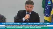 O delegado da Polícia Federal Carlos Henrique Oliveira de Sousa, em depoimento na Câmara: irmão de Lula sob investigação | Foto: Reprodução/TV Câmara