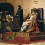 Julgamento do papa Formoso, conhecido como Sínodo do cadáver, foi retratado em obra de 1870 de Jean-Paul Laurens | Foto: Reprodução/Wikimedia Commons