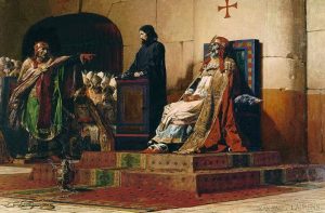 Julgamento do papa Formoso, conhecido como Sínodo do cadáver, foi retratado em obra de 1870 de Jean-Paul Laurens | Foto: Reprodução/Wikimedia Commons