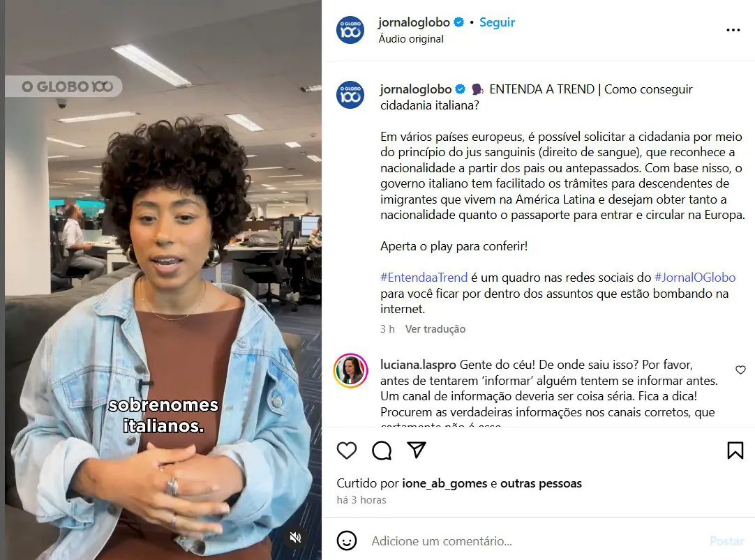 Vídeo da notícia falsa do "O Globo" | Foto: Instagram