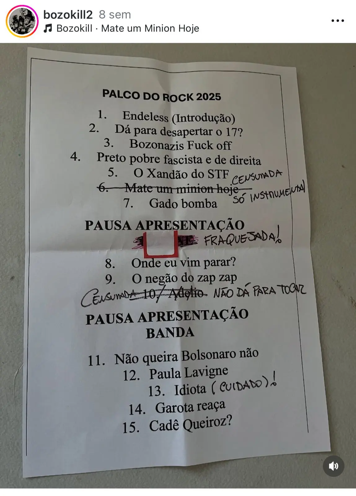 Setlist Bozo Kill