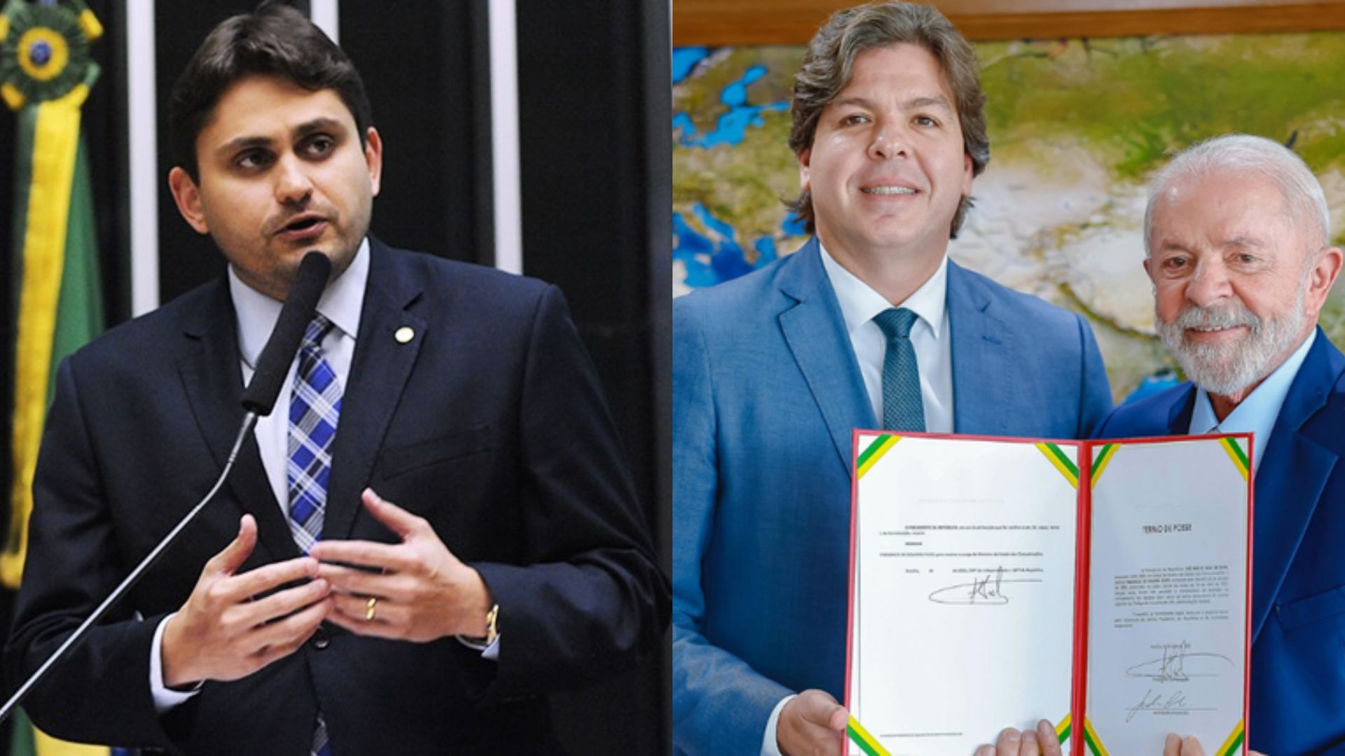 Da esquerda à direita: Juscelino Filho, Frederico de Siqueira Filho e Luiz Inácio Lula da Silva