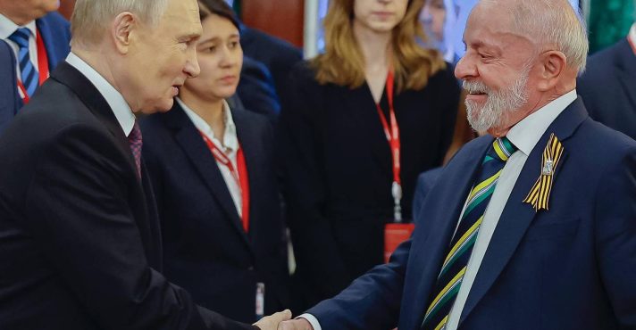 O presidente Lula e Vladimir Putin, líder da Rússia, durante jantar | Foto: Ricardo Stuckert/Divulgação Presidência da República