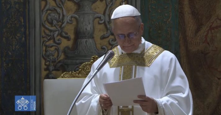 O papa Leão XIV, durante celebração na Capela Sistina | Foto: Reprodução/Redes sociais