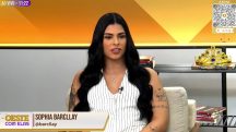 A influenciadora Sophia Barclay, durante entrevista ao Oeste com Elas | Foto: Reprodução/YouTube/Revista Oeste