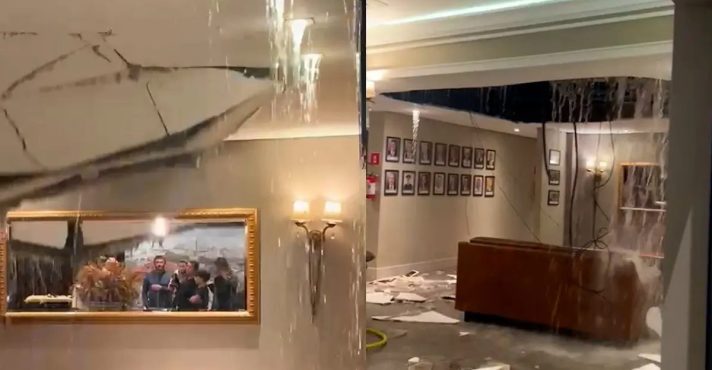 Registros mostram impacto no teto do Madalosso | Foto: Reprodução/Redes sociais