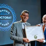 Presidente da Universidade Paris 8, Arnold Laimé, e o presidente da República, Luiz Inácio Lula da Silva