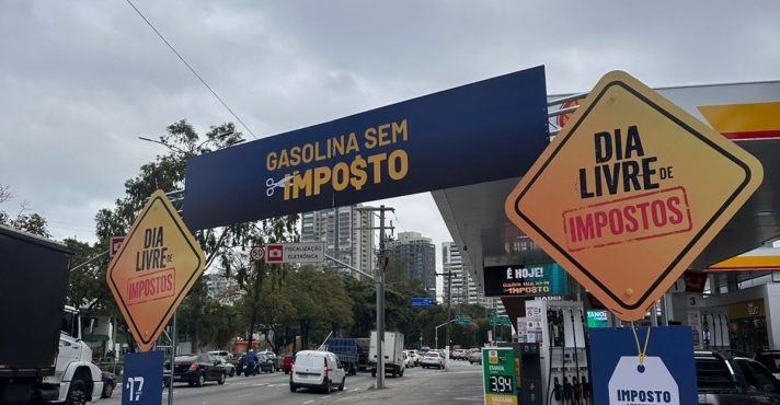 O objetivo do Dia Livre de Impostos é conscientizar a população sobre a alta carga tributária do Brasil. Evento ocorreu no Eco Posto Bandeirantes, em São Paulo | Foto: Reprodução/Whatsapp