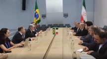 O secretário do Conselho Supremo de Segurança Nacional do Irã , Ali-Akbar Ahmadian (quarto à direita), durante reunião com Celso Amorim, em Moscou | Foto: Reprodução/Twitter/X