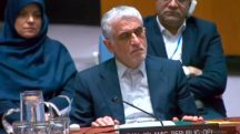 Amir-Saeid Iravani, embaixador do Irã, durante reunião na ONU: programa de enriquecimento de urânio vai continuar | Foto: Reprodução/Twitter/X
