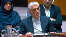 Amir-Saeid Iravani, embaixador do Irã, durante reunião na ONU: programa de enriquecimento de urânio vai continuar | Foto: Reprodução/Twitter/X