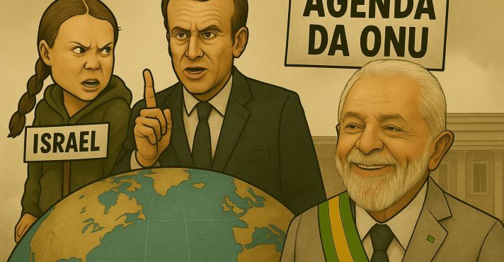 Greta, Macron e Lula têm o mesmo objetivo: globalismo | Foto: Divulgação/Oeste | Imagem criada com o auxílio de inteligência artificial