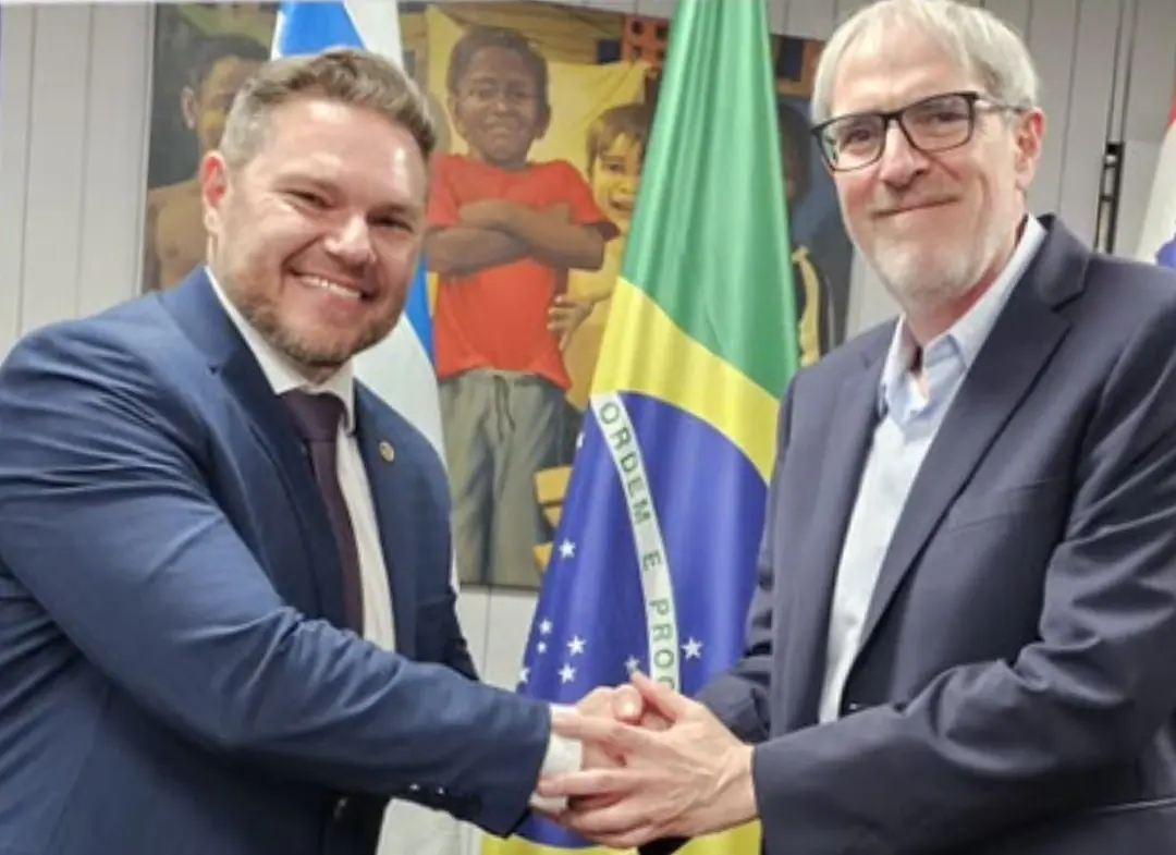 Deputado Estadual Danilo Campetti (Republicanos), presidente da Frente Parlamentar Brasil-Israel na Alesp e o Cônsul-Geral de Israel, Rafael Erdreich