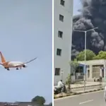 Avião na Índia caiu pouco tempo depois de decolar | Foto: Reprodução/Redes sociais