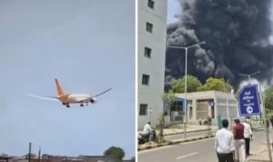 Avião na Índia caiu pouco tempo depois de decolar | Foto: Reprodução/Redes sociais