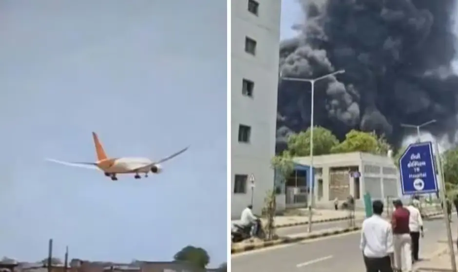 Avião na Índia caiu pouco tempo depois de decolar | Foto: Reprodução/Redes sociais