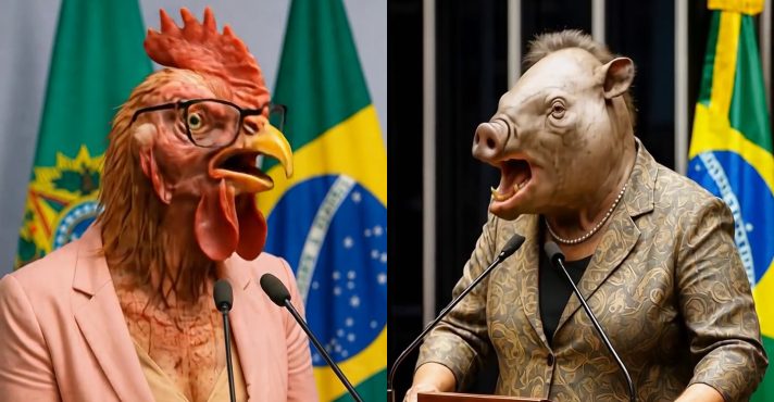 Janja, Lula e Dilma aparecem com cabeças de animais em meme | Foto: Redes sociais/Reprodução