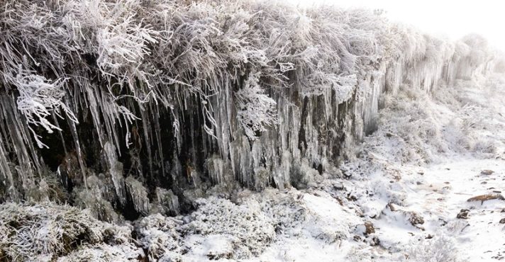 Brasil, SC, Urupema. 30/06/2021. Neve registrada na cidade de Urupema, na região serrana de Santa Catarina, com termômetros registrando -7,5ºC graus na Serra Catarinense; Inmet