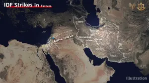 Ilustração dos ataques de Israel ao Irã | Foto: Reprodução/IDF