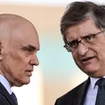 O ministro do STF, Alexandre de Moraes, e o Procurador-Geral da República, Paulo Gonet, em Brasília