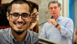 Leonel Camasão, vereador do Psol (à esquerda) e Toázio Neto, prefeito de Florianópolis (à direita) | Foto: Reprodução/Redes sociais