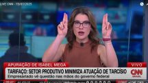 Momento em que a jornalista Elisa Veck, da CNN Brasil, fala sobre Tarcísio de Freitas e refere ao ex-presidente Jair Bolsonaro como 'Bozo' | Foto: Reprodução/YouTube