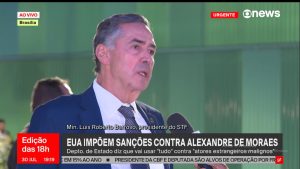 Ministro Barroso, durante entrevista: tentativa de justificar postura do STF contra políticos de direita | Foto: Reprodução/GloboNews