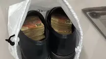 Dinheiro em espécie encontrado pela PF dentro de sapatos