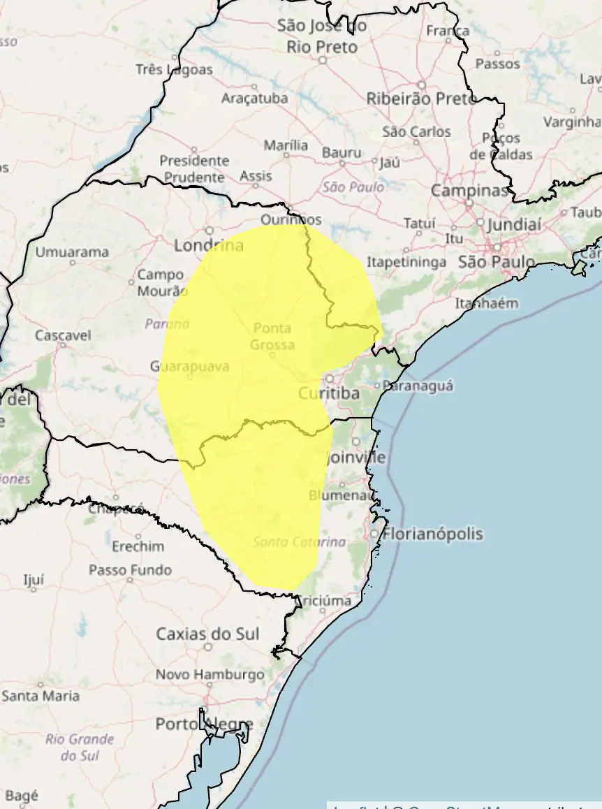 Alerta amarelo geada Inmet